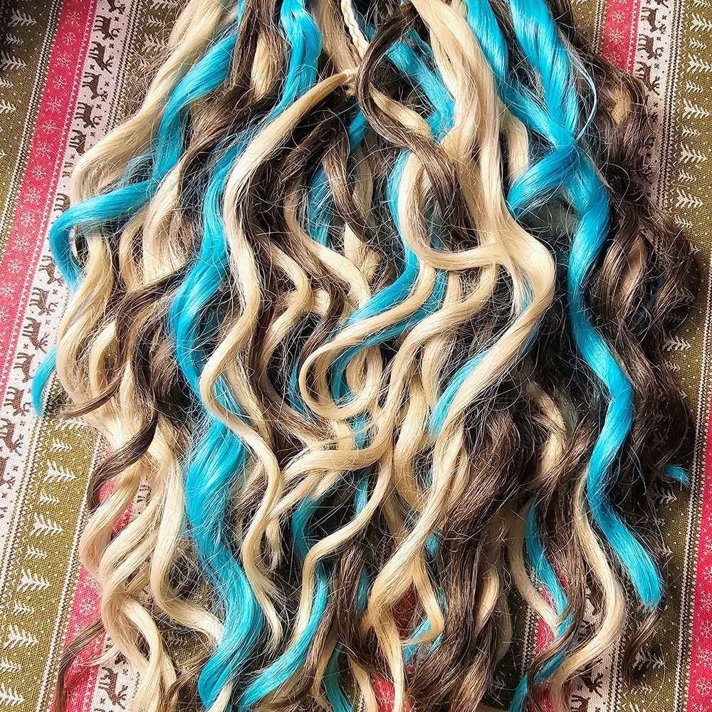 Blue and Blonde Curly Hair Extensions